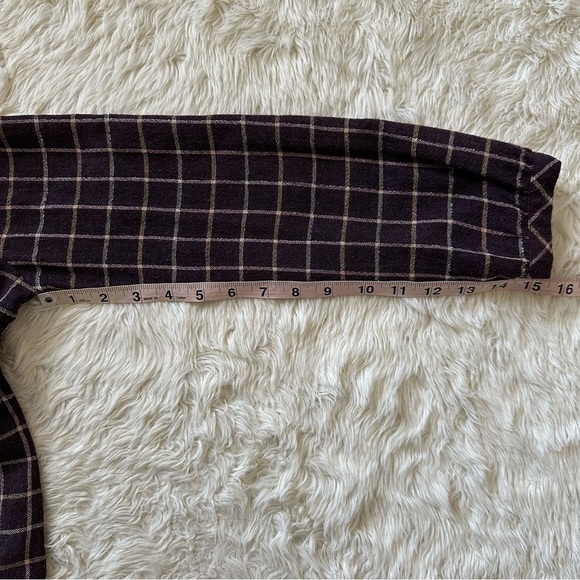 Madewell Blouse Plaid Ruffle-Front Top Button Up Long Sleeve Wool Blend XS - Picture 12 of 12